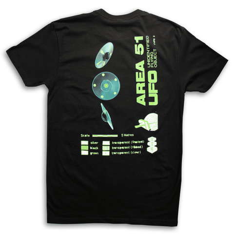 Area 51 UFO Schematics T-Shirt (Black) - High Hemp Herbal Wraps
